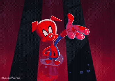 A Picture Of A Cartoon Character With The Hashtag #Spiderverse On The Bottom GIF