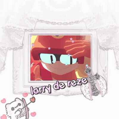 A Picture Of A Cartoon Character With The Name Larry De Reze At The Bottom GIF
