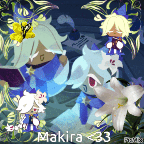 A Picture Of A Cartoon Character With The Name Makira On The Bottom GIF