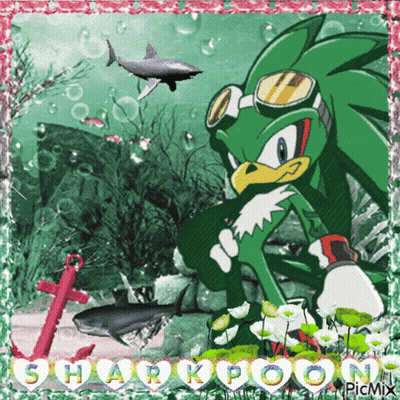 A Picture Of A Cartoon Character With The Name Sharkpoon On The Bottom GIF