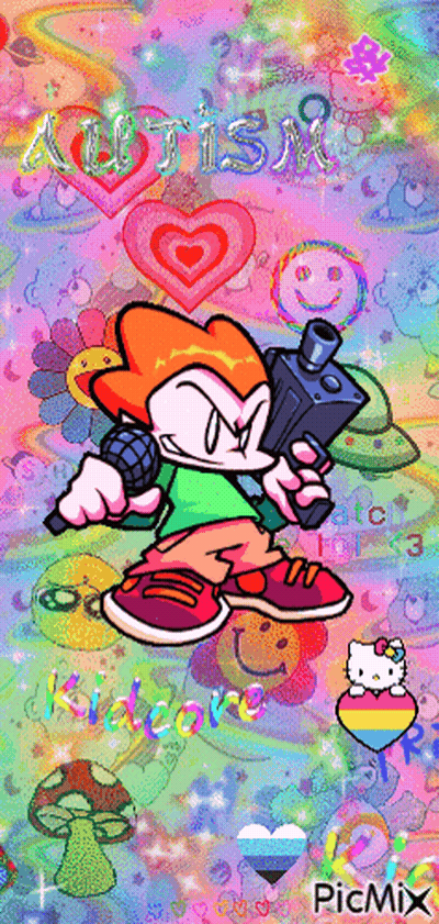 A Picture Of A Cartoon Character With The Word Autism In The Background GIF