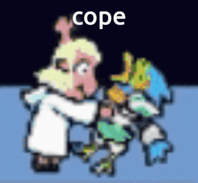A Picture Of A Cartoon Character With The Word Cope On The Bottom GIF