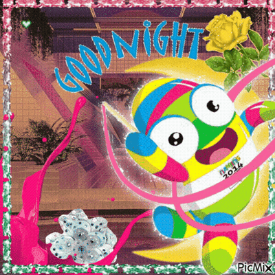 A Picture Of A Cartoon Character With The Word Goodnight Written On It GIF
