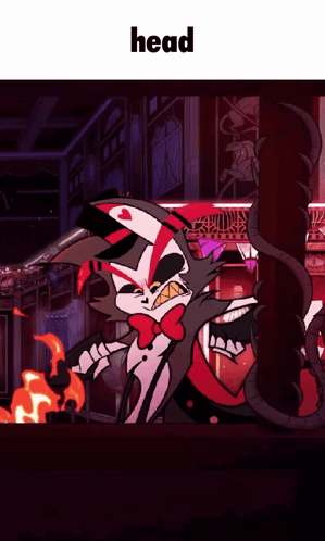 A Picture Of A Cartoon Character With The Word Head On The Bottom GIF