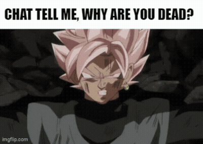 A Picture Of A Cartoon Character With The Words " Chat Tell Me Why Are You Dead " GIF