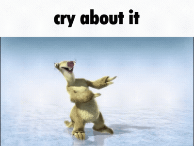 A Picture Of A Cartoon Character With The Words Cry About It Above It GIF