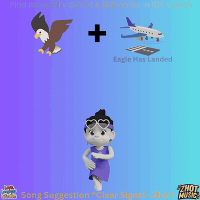 A Picture Of A Cartoon Character With The Words Eagle Has Landed On The Top GIF