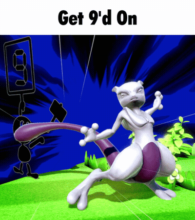 A Picture Of A Cartoon Character With The Words " Get 9 'D On " Above It GIF