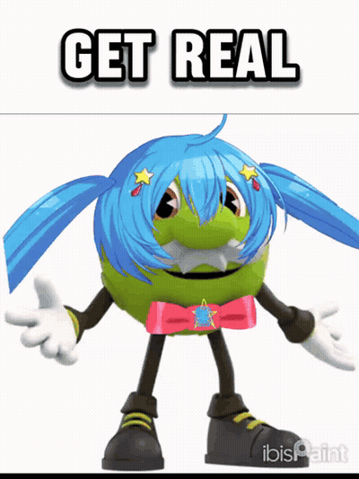 A Picture Of A Cartoon Character With The Words Get Real On Top GIF
