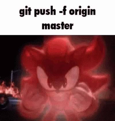 A Picture Of A Cartoon Character With The Words `` Git Push F Origin Master '' Written On It . GIF