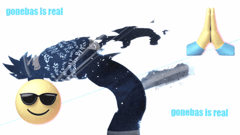 A Picture Of A Cartoon Character With The Words Gonebas Is Real Below It GIF