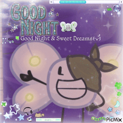 A Picture Of A Cartoon Character With The Words Good Night Good Night & Sweet Dreams GIF