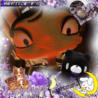 A Picture Of A Cartoon Character With The Words Good Night On It GIF