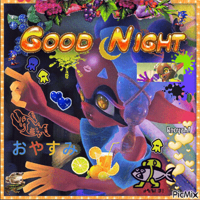 A Picture Of A Cartoon Character With The Words Good Night Written On It GIF
