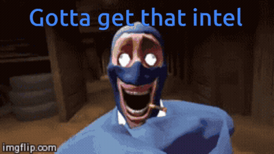 A Picture Of A Cartoon Character With The Words Gotta Get That Intel On It GIF