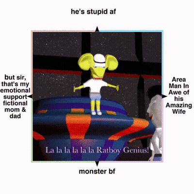 A Picture Of A Cartoon Character With The Words He 'S Stupid Af On It GIF