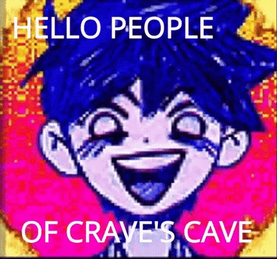A Picture Of A Cartoon Character With The Words " Hello People Of Crave 'S Cave " Below It GIF