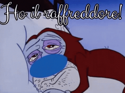 A Picture Of A Cartoon Character With The Words Ho Il Raffreddore On It GIF