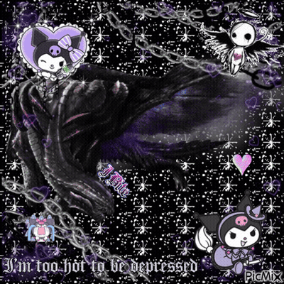 A Picture Of A Cartoon Character With The Words " I 'M Too Hot To Be Depressed " GIF