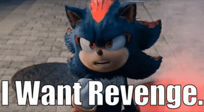 A Picture Of A Cartoon Character With The Words " I Want Revenge " Below It GIF