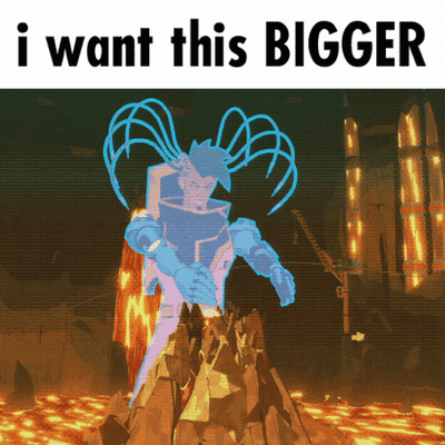 A Picture Of A Cartoon Character With The Words " I Want This Bigger " GIF