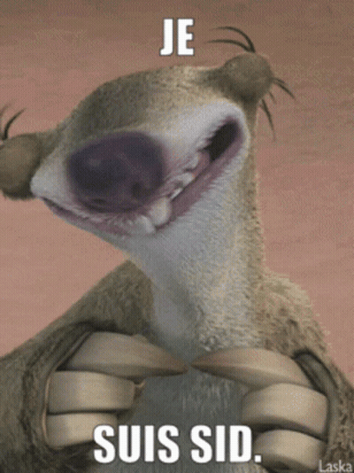 A Picture Of A Cartoon Character With The Words Je Suis Sid On It GIF