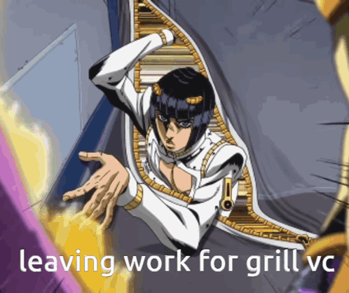 A Picture Of A Cartoon Character With The Words Leaving Work For Grill Vc GIF