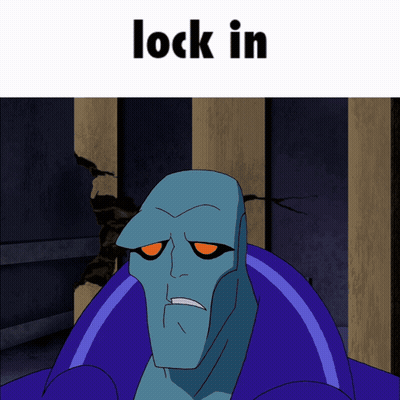 A Picture Of A Cartoon Character With The Words Lock In Above Him GIF