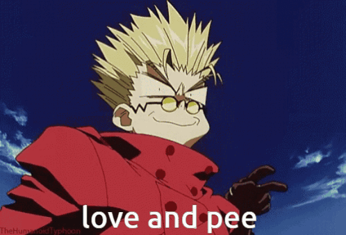 A Picture Of A Cartoon Character With The Words Love And Pee On The Bottom GIF
