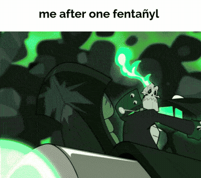A Picture Of A Cartoon Character With The Words Me After One Fentanyl On It GIF