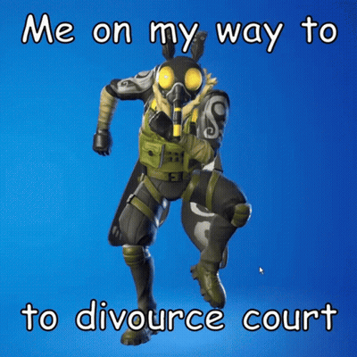 A Picture Of A Cartoon Character With The Words Me On My Way To Divorce Court GIF