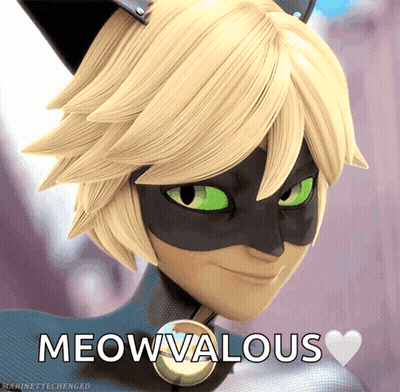 A Picture Of A Cartoon Character With The Words Meowvaluus On The Bottom GIF