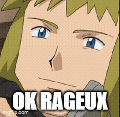 A Picture Of A Cartoon Character With The Words Ok Rageux Written Below Him GIF