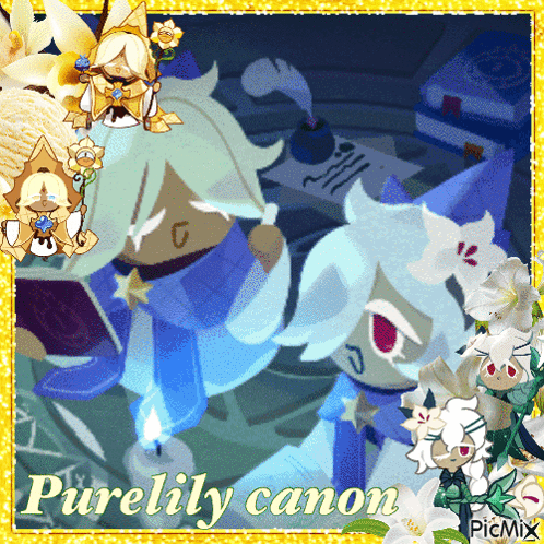 A Picture Of A Cartoon Character With The Words Purelily Canon On The Bottom GIF