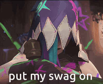 A Picture Of A Cartoon Character With The Words Put My Swag On Below It GIF