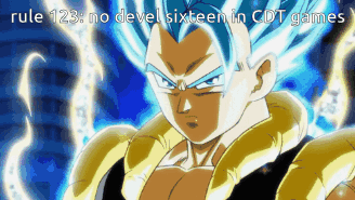 A Picture Of A Cartoon Character With The Words Rule 123 No Devel Sixteen In Cdt Games Below It GIF