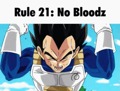 A Picture Of A Cartoon Character With The Words Rule 21 : No Bloodz On The Bottom GIF