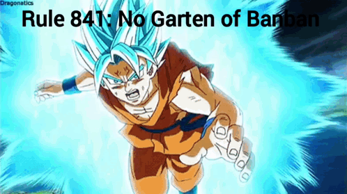 A Picture Of A Cartoon Character With The Words Rule 841 No Garten Of Banban On The Bottom GIF