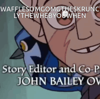A Picture Of A Cartoon Character With The Words Story Editor And Co-Producer John Bailey Over It GIF
