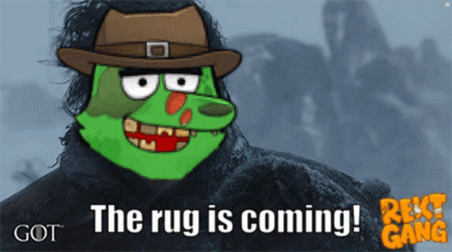 A Picture Of A Cartoon Character With The Words The Rug Is Coming On It GIF