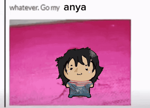 A Picture Of A Cartoon Character With The Words Whatever Go My Anya GIF