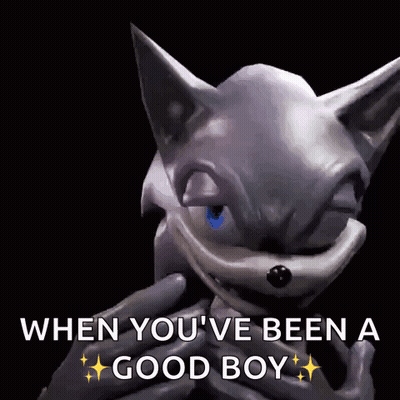 A Picture Of A Cartoon Character With The Words `` When You 'Ve Been A Good Boy '' Written Below It . GIF
