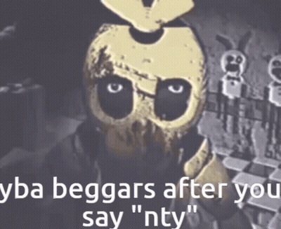 A Picture Of A Cartoon Character With The Words `` Yba Beggars After You Say `` Nty '' Written On It . GIF