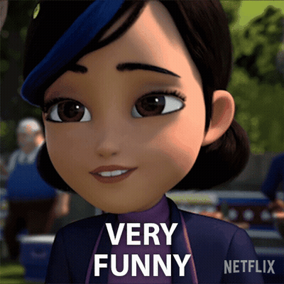 A Picture Of A Cartoon Girl With The Words Very Funny Written On It GIF