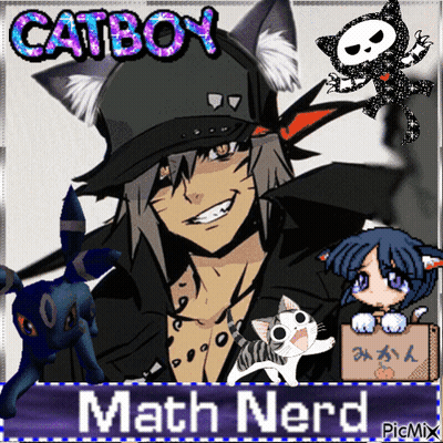 A Picture Of A Cat Boy With The Words Catboy Math Nerd In The Corner GIF
