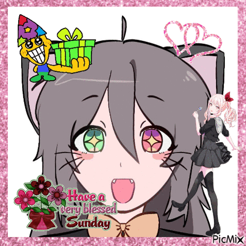 A Picture Of A Cat Girl With The Words Have A Very Blessed Sunday On It GIF