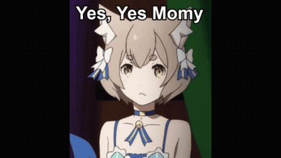 A Picture Of A Cat Girl With The Words Yes Yes Momy GIF