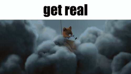 A Picture Of A Cat In The Clouds With The Words Get Real Below It GIF