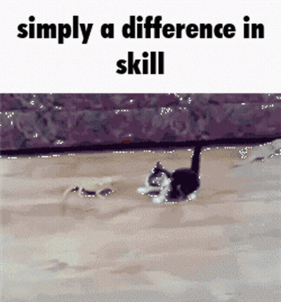 A Picture Of A Cat Swimming In The Water With The Words Simply A Difference In Skill Below It GIF