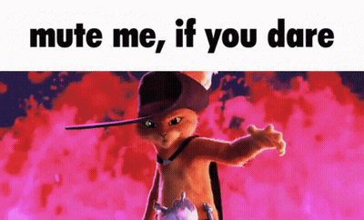 A Picture Of A Cat Wearing A Cowboy Hat With The Words Mute Me If You Dare GIF